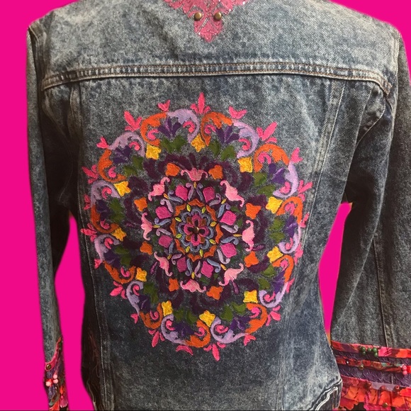Mandala Stud Embellished Jean Jacket - Picture 5 of 9